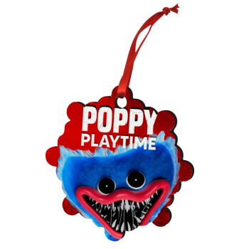 Poppy Playtime Huggy wuggy, Χριστουγεννιάτικο στολίδι snowflake ξύλινο 7.5cm