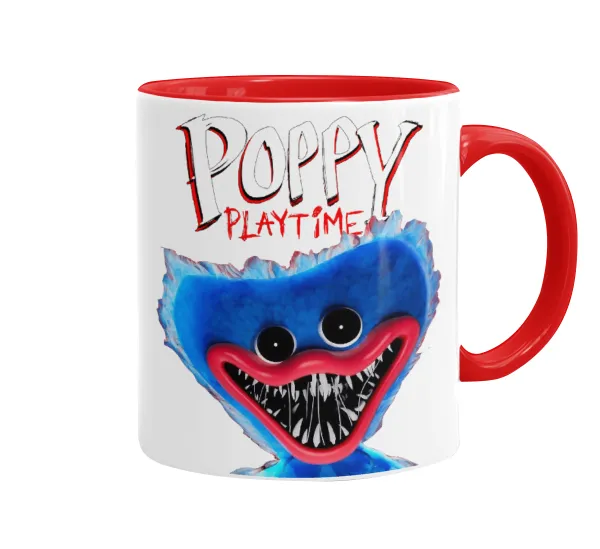 Poppy Playtime Huggy wuggy — Κούπα χρωματιστή κόκκινη, κεραμική, 330ml