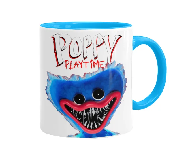 Poppy Playtime Huggy wuggy — Mug colored light blue, ceramic, 330ml