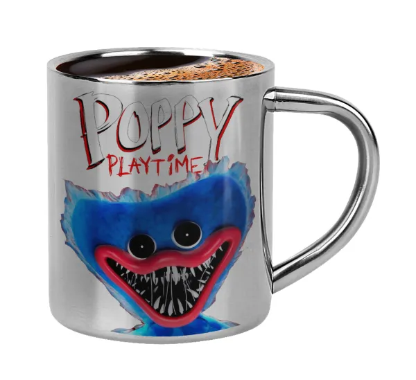 Poppy Playtime Huggy wuggy — Κουπάκι μεταλλικό διπλού τοιχώματος για espresso (220ml)