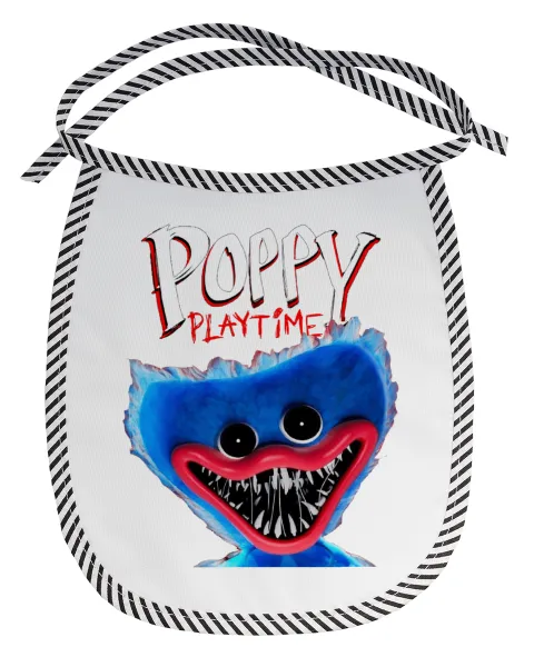 Poppy Playtime Huggy wuggy — Stain-resistant baby bib with tie, black