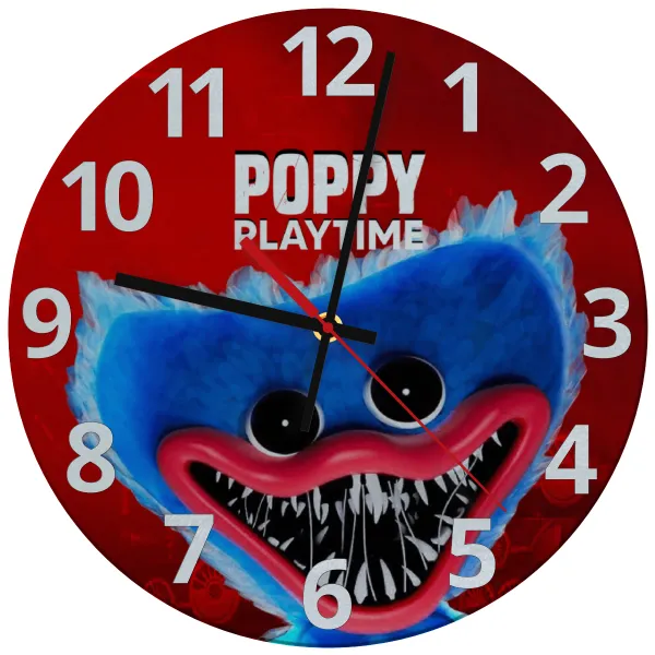 Poppy Playtime Huggy wuggy — Glass wall clock (30cm)