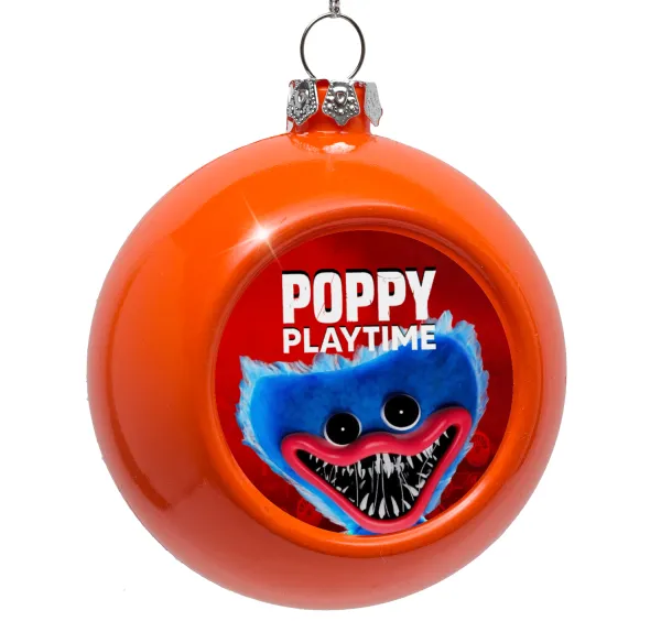 Poppy Playtime Huggy wuggy — Στολίδι Χριστουγεννιάτικη μπάλα δένδρου Πορτοκαλί 8cm