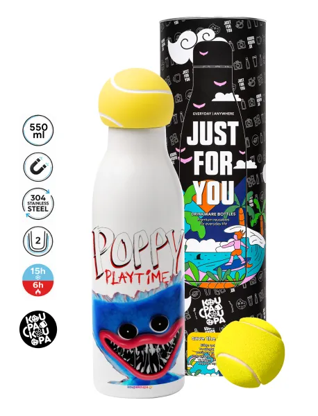 Poppy Playtime Huggy wuggy — Tennis ball Metal mug thermos White, double wall, 550ml