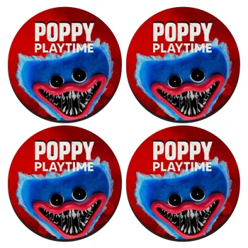 Poppy Playtime Huggy wuggy, ΣΕΤ 4 Σουβέρ ξύλινα στρογγυλά (9cm)