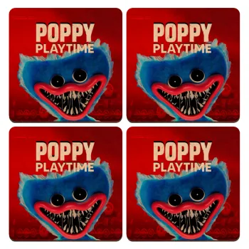 Poppy Playtime Huggy wuggy, ΣΕΤ x4 Σουβέρ ξύλινα τετράγωνα plywood (9cm)