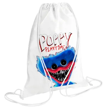 Poppy Playtime Huggy wuggy, Backpack pouch GYMBAG white (28x40cm)