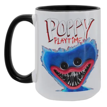 Poppy Playtime Huggy wuggy, Κούπα Mega 15oz, κεραμική Μαύρη, 450ml