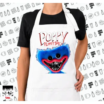 Poppy Playtime Huggy wuggy, Ποδιά μακριά Σεφ ολόσωμη με τσέπες white (ΕΝΗΛΙΚΩΝ)