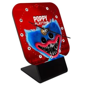 Poppy Playtime Huggy wuggy, Επιτραπέζιο ρολόι ξύλινο με δείκτες (10cm)