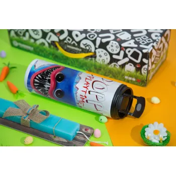 Poppy Playtime Huggy wuggy, Πασχαλινή Λαμπάδα με Travel Tumbler θερμό με διπλό καπάκι (600ml, BPA free) & κερί αρωματικό πλακέ (30cm) (ΤΙΡΚΟΥΑΖ)