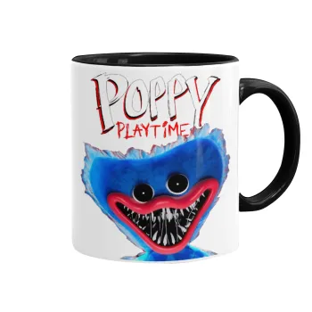 Poppy Playtime Huggy wuggy, Κούπα χρωματιστή μαύρη, κεραμική, 330ml
