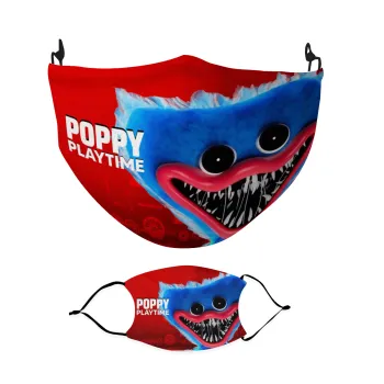 Poppy Playtime Huggy wuggy, Μάσκα υφασμάτινη Ενηλίκων πολλαπλών στρώσεων με υποδοχή φίλτρου