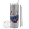 Tumbler stainless steel Silver 600ml, with metal straw & cleaning brush