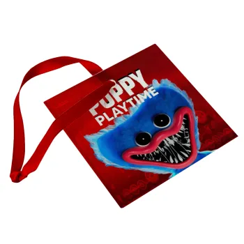 Poppy Playtime Huggy wuggy, Christmas ornament, glass square ornament 9x9cm