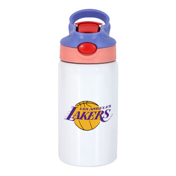 Lakers, Children's hot water bottle, stainless steel, with safety straw, pink/purple (350ml)