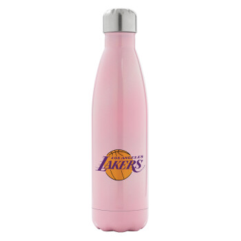 Lakers, Μεταλλικό παγούρι θερμός Ροζ Ιριδίζον (Stainless steel), διπλού τοιχώματος, 500ml