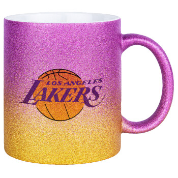 Lakers, Κούπα Χρυσή/Ροζ Glitter, κεραμική, 330ml