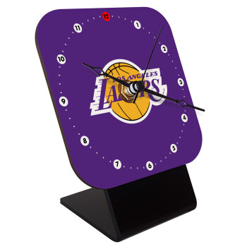 Lakers, Επιτραπέζιο ρολόι ξύλινο με δείκτες (10cm)