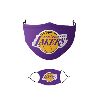 Lakers, Μάσκα υφασμάτινη παιδική πολλαπλών στρώσεων με υποδοχή φίλτρου