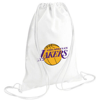 Lakers, Τσάντα πλάτης πουγκί GYMBAG λευκή (28x40cm)
