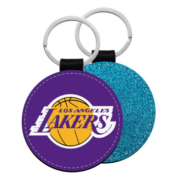 Lakers, Μπρελόκ Δερματίνη, στρογγυλό ΜΠΛΕ (5cm)