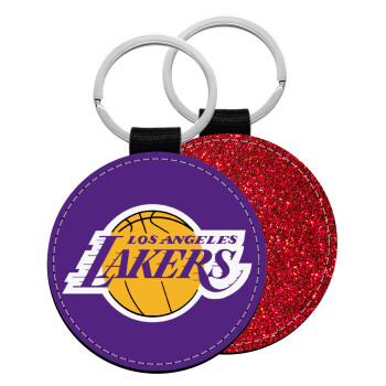 Lakers, Μπρελόκ Δερματίνη, στρογγυλό ΚΟΚΚΙΝΟ (5cm)