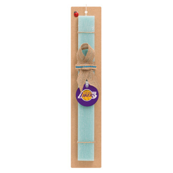 Lakers, Easter Set, wooden keychain & aromatic flat Easter candle (30cm) (TURQUOISE)