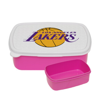 Lakers, ΡΟΖ παιδικό δοχείο φαγητού (lunchbox) πλαστικό (BPA-FREE) Lunch Βox M18 x Π13 x Υ6cm