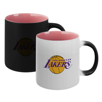 Lakers, Κούπα Μαγική εσωτερικό ΡΟΖ, κεραμική 330ml που αλλάζει χρώμα με το ζεστό ρόφημα (1 τεμάχιο)