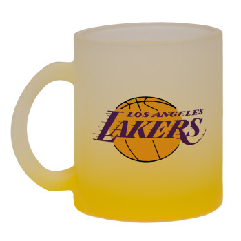 Lakers, Κούπα γυάλινη δίχρωμη με βάση το κίτρινο ματ, 330ml