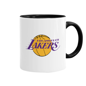 Lakers, Κούπα χρωματιστή μαύρη, κεραμική, 330ml