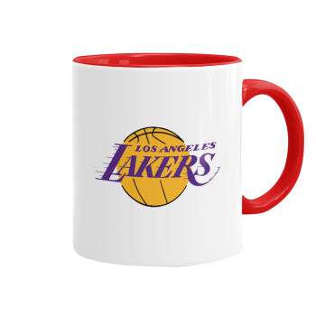 Lakers, Κούπα χρωματιστή κόκκινη, κεραμική, 330ml