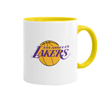 Lakers, Κούπα χρωματιστή κίτρινη, κεραμική, 330ml