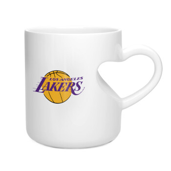 Lakers, Κούπα καρδιά λευκή, κεραμική, 330ml