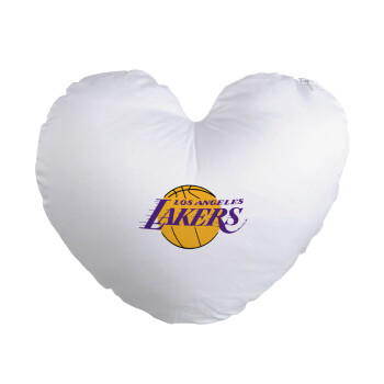 Lakers, Μαξιλάρι καναπέ καρδιά 40x40cm περιέχεται το  γέμισμα