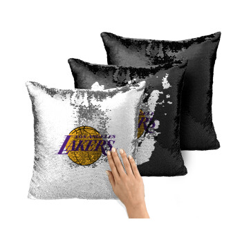 Lakers, Μαξιλάρι καναπέ Μαγικό Μαύρο με πούλιες 40x40cm περιέχεται το γέμισμα