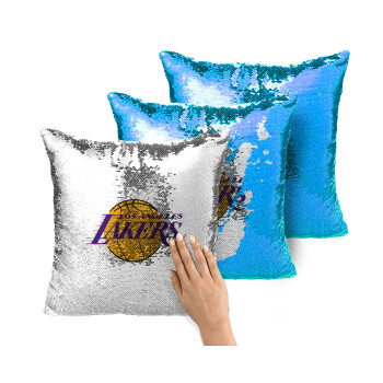 Lakers, Μαξιλάρι καναπέ Μαγικό Μπλε με πούλιες 40x40cm περιέχεται το γέμισμα