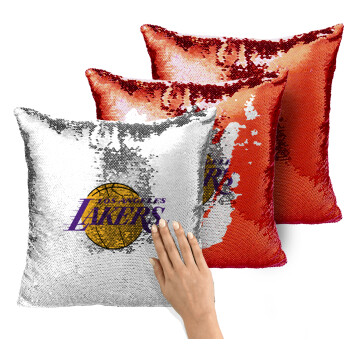Lakers, Μαξιλάρι καναπέ Μαγικό Κόκκινο με πούλιες 40x40cm περιέχεται το γέμισμα