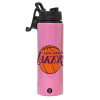 Metallic water bottle with safety lid, 850ml aluminum