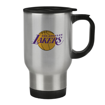 Lakers, Κούπα ταξιδιού ανοξείδωτη με καπάκι, διπλού τοιχώματος (θερμό) 450ml