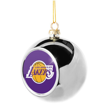 Lakers, Χριστουγεννιάτικη μπάλα δένδρου Ασημένια 8cm