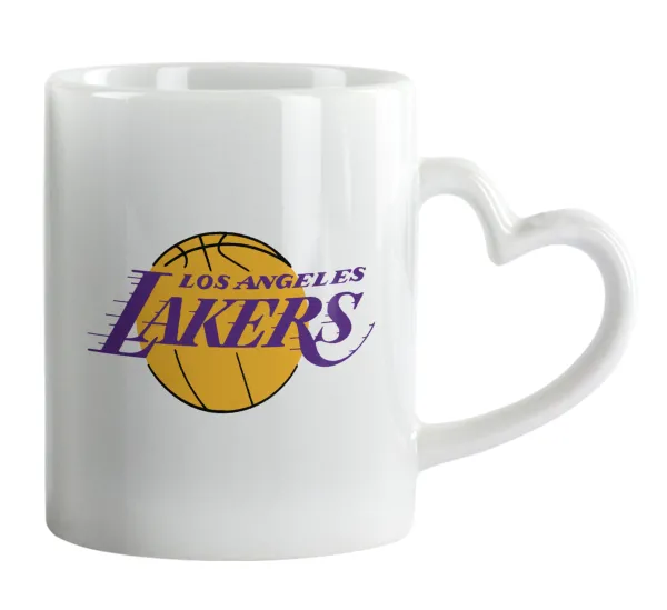 Lakers — Κούπα καρδιά χερούλι λευκή, κεραμική, 330ml