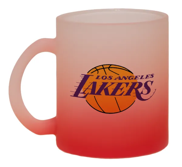 Lakers — Two-tone glass mug with matte red base, 330ml