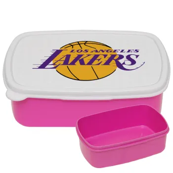Lakers, ΡΟΖ παιδικό δοχείο φαγητού (lunchbox) πλαστικό (BPA-FREE) Lunch Βox M18 x Π13 x Υ6cm