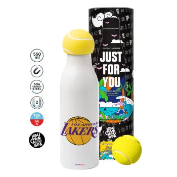 Lakers, Μπάλα τένις μεταλλικό παγούρι θερμός, διπλού τοιχώματος, 550ml