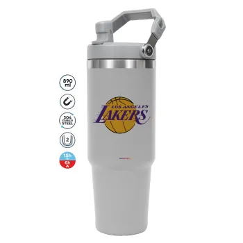 Lakers, ΓΚΡΙ χρώματος Θερμός Ανοξείδωτο 890ml (30oz) με χερούλι