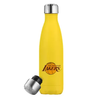 Lakers, Μεταλλικό παγούρι θερμός Κίτρινος (Stainless steel), διπλού τοιχώματος, 500ml
