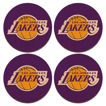 Lakers, ΣΕΤ x4 Σουβέρ ξύλινα στρογγυλά plywood (9cm)
