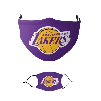 Lakers, Μάσκα υφασμάτινη παιδική πολλαπλών στρώσεων με υποδοχή φίλτρου